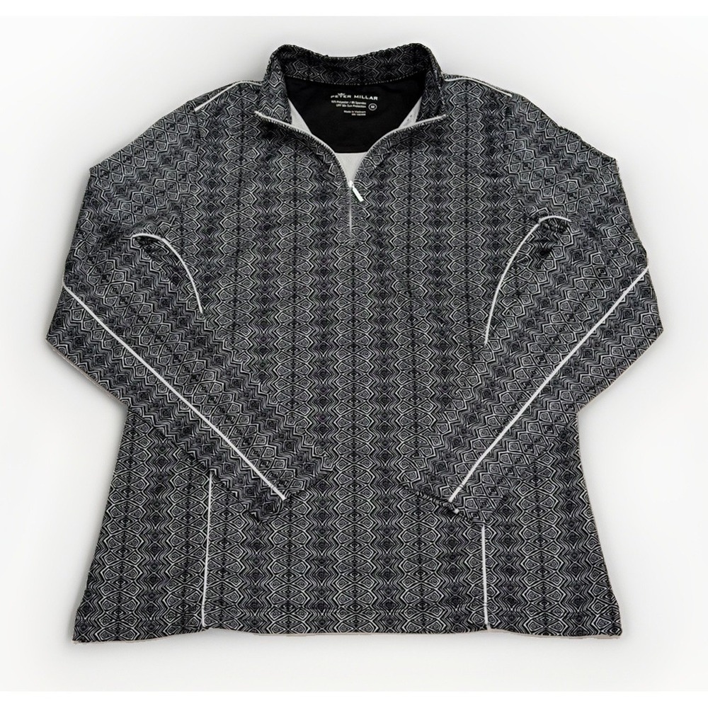 Peter Millar Perth Performance 1/4 Zip Raglan Pullover Geometric Print Women's M